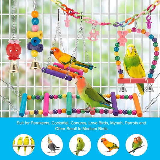 Vibrant 11pc Fun Bird Cage Toys